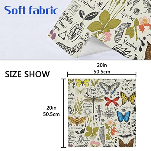 Aflyko Floral Butterfly Dragonfly Insect Cloth Napkin Kitchen Dining Table Collection Festive Holiday Seasonal Spring Summer Gift 6 Pack 20" × 20" #TOP5
