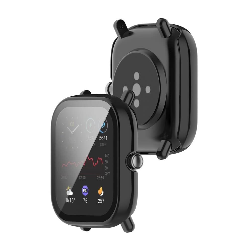 Full Cover Glass Film + Case for Huami Amazfit GTS 2 Mini PC Hard  Protective Case with Tempered Glass Screen Protector For GTS2Mini (Black):  Buy Online at Best Price in Egypt -