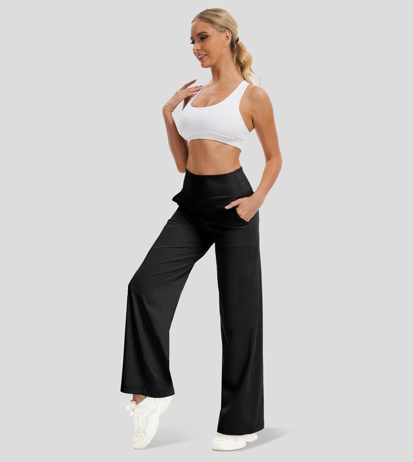 Women's Wide Leg Yoga Pants with Pockets High Waist Workout Pants Buttery Soft Lounge Pants Casual Gym Pilates - Image 5