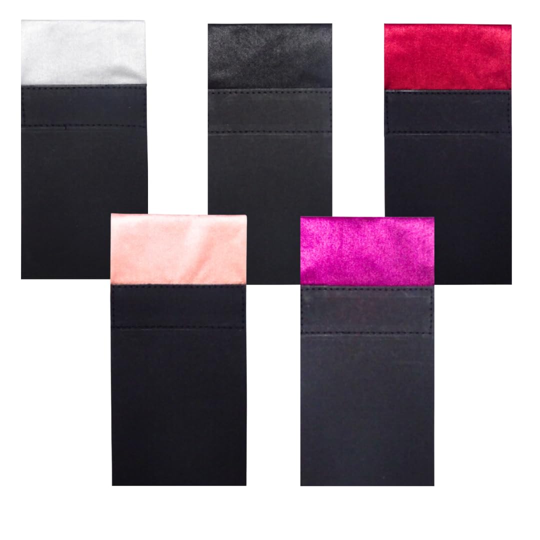 Men's Solid Color Pre Folded Pocket Square | Readymade Wedding Handkerchief for Suits, Blazers & Tuxedo (Pack of 5) (Multicolor) (Flat Style)-image-45
