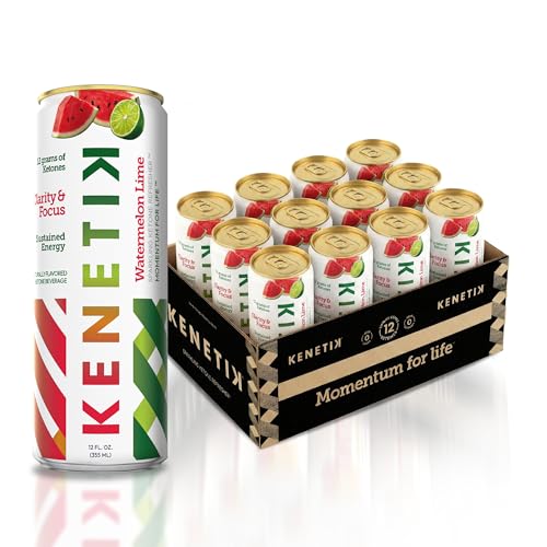 KENETIK Caffeine-Free Focus Drink – Brain Fuel for Mental Clarity and Cognitive Endurance, Sugar-Free, Bioidentical Ketones (D-BHB), 12oz – 12 Pack, Watermelon Lime