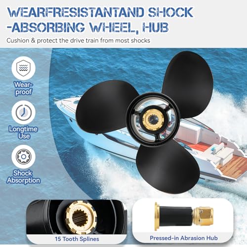 Image of 14 1 /2 x 19 Pitch 48-832830A45 Upgrade Boat Propeller Compatible for Mercruiser Alpha One &Mercury Outboard Motors 135-300 Hp,14.5 x 19p mercruiser 3.0 Propeller, Hub Kits Included,15 Spline Tooth,RH