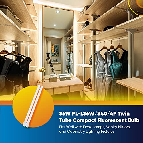 Technical Precision Pl L 36W Twin Tube Compact Fluorescent 4 Pin 2G11 Lamp Replacement For Philips Pl-L36W/840/4P Light Bulb 4100K Cool White - 20000 Hours Rated Life - 1 Pack #TOP3