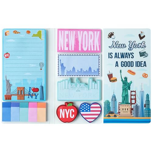 A1DIEE 550 Sheet New York Sticky Notes Set, City Bundle Self Adhesive Sticky Notes Writing Memo Pads, Self-Stick Page Marker Back to School Supplies for Teacher Student