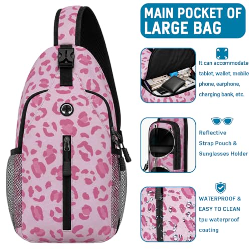 Image of Leopard Print Sling Bag For Women Men Small Crossbody Bags Mini Water Resistant Casual Chest Bag Backpack Shoulder Daypack For Travel Hiking