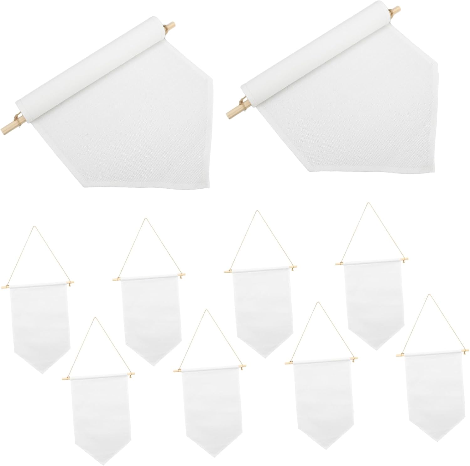 Gadpiparty Blank Canvas Pennant Flags Wall Decor Banners Banners Signs 10 Pack Wood Stitched
