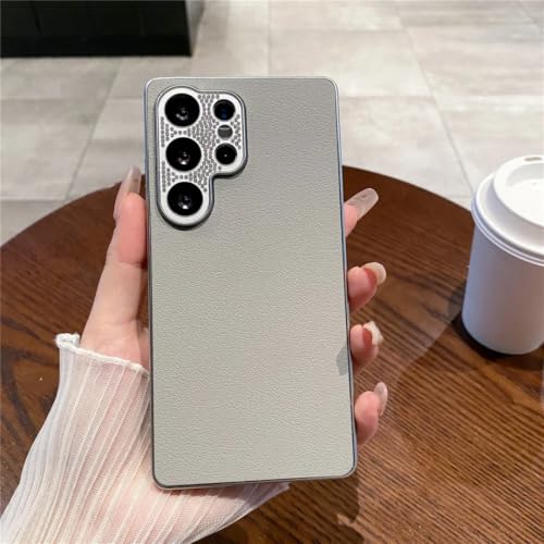 Coque rigide Samsung S24 FE en cuir étui paillettes argenté