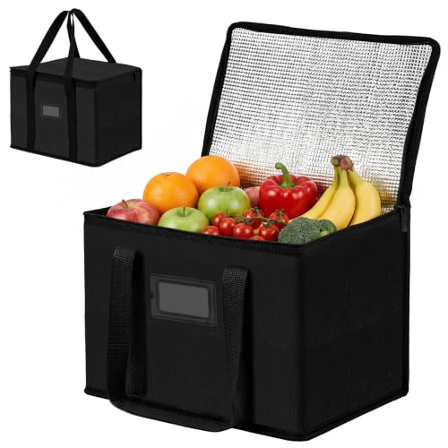Image of Alaoo 20L Foldable Insulated Bag for Food Travel Camping, Black, 35*23*26cm