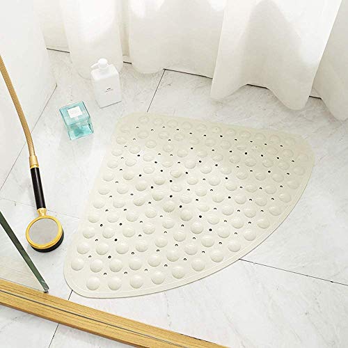 Bath Mat Non-Slip Tub Shower Mats Bathtub Mat For Adult Kids, Bath Tub Mat, Safety Pvc Sucker Fan-Shaped Rug Triangle Bathroom Accessories Bath Mat For Shower Pad Carpet (Beige, 27.5" X 27.5") #TOP4