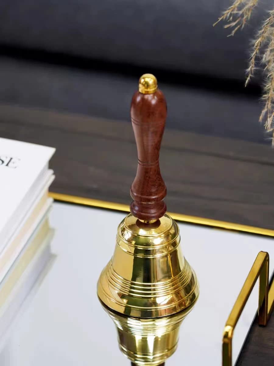 Campana de llamada, Campana de servicio, Campana de mano, Campana de mostrador, Campana de mano de latón macizo Campana de escuela Campana de servicio de llamada con mango de madera Cena, Recepción, C