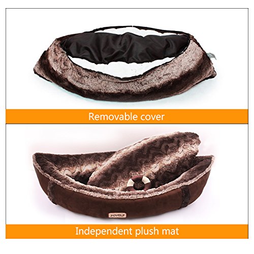 JOYELF Dog Bed with Washable Cover Pirate Ship Plush Soft Dog Bed for Small to Medium Dogs and Squeaker Toys as Gift