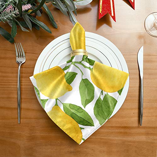 20X20 Inch Set Of 6 Cloth Napkin Watercolor Lemon Fruit Leaf Reusable Napkin Washable Kitchen Diner Table Napkin Set Oversized For Wedding Party #TOP1