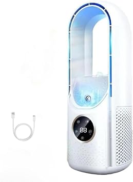 Desktop Bladeless Fan, Tower Fan, Bladeless Design, Wireless, Lightweight, Portable, Powerful, Cool, USB Charging, Living Room Fan, Quiet, Air Conditioner, Humidifier, Instant Cooling, Suitable for