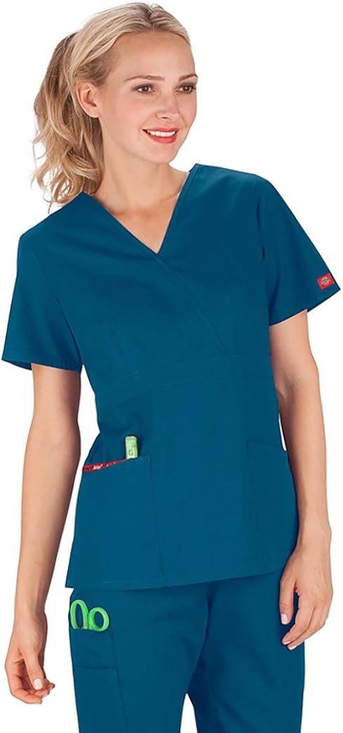 Dickies Women's EDS Signature Mock Wrap Top with Multiple Instrument Loop: Clothing, Shoes & Jewelry