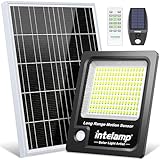 intelamp ソーラーライト 屋外 人感センサー （2000LM高輝度・大容量12000mAh） 防犯・防災対応 IP65防水 玄関 庭 駐車場（ブラック）