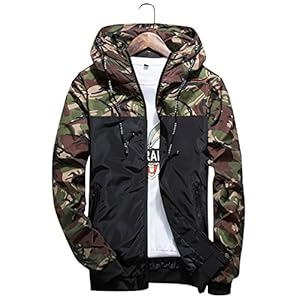 Homme Veste Coupe-Vent Camouflage Multifonction Veste à Capuche Running Softshell Manteau, Vert, 4XL