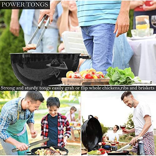 ROMANTICIST 30pcs BBQ Grill Tool Set for Men Dad, Heavy Duty Stainless Steel Grill Utensils Set, Non-Slip Grilling Accessories Kit with Thermometer, Mats in Aluminum Case for Travel, Outdoor Silver