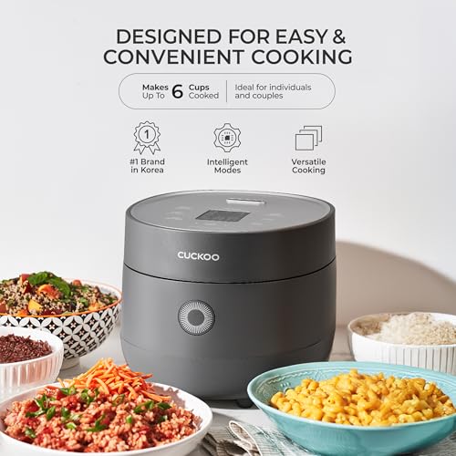 CUCKOO Rice Cooker 3 Cup Uncooked / 6 Cup Cooked, Modern Fuzzy Logic Rice Cooker Small with Delay Timer & Keep Warm Setting, Versatile Food Steamer for Cooking, Non-Stick Inner Pot, Gray (CR-0375FG) by CUCKOO - Image 3
