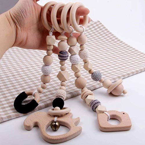 Wooden Baby Activity Gym Toys 4 Pieces Classic Dream Catcher Nursery Decor Toddler Sensory Montessori Toy, Black #TOP3