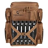 Evolution Fishing Drift Series Tackle Backpack – Coyote, 3600 Size, Outdoor Rucksack w/ 6 QuikLatch Tackle Trays, Heavy Duty Fishing Backpack, Tackle Carrying Case