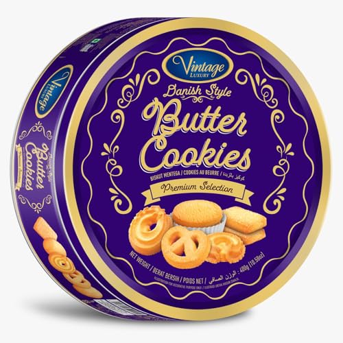 Image of Vintage Luxury Danish Style Butter Cookies Premium Selection • Blue Tin Gift Box, 14.11 oz ℮ 400 g (Pack of 2)
