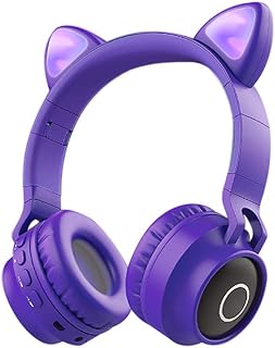 Viwind Kids Bluetooth Headphones,Wireless Over-Ear Headphones with Microphone,Cat Ear Headset with SD/TF Slot,Stereo Sound,Wireless & Wired Mode for Girls,Boys, Children,Teens, Student-Purple