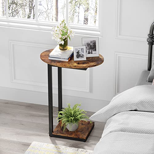 Hosfais Oval Side Table For Couch, Small End Table With C-Shaped Design, Ideal For Living Room, Bedroom, Office, And Balcony, Perfect As Tv Tray Or Multifunctional Round Coffee Table #TOP3