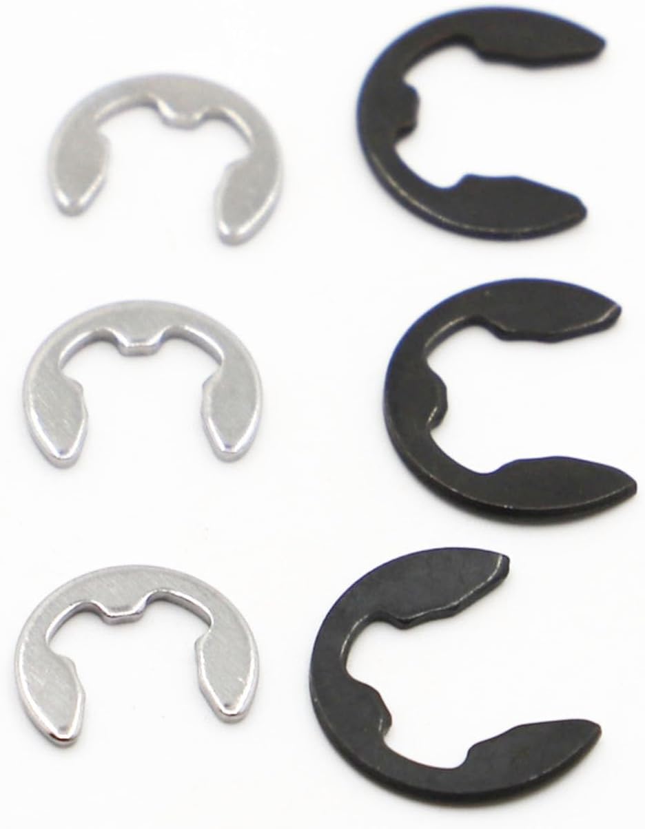 GB896 Shaft Bearing Retaining Ring Split Washer Snap Collar E Type Clip Circlip Black Manganese 304 Stainless Steel M1.2 M15 (Inner Diameter: M6 50pcs, Color: 304 Stainless Steel)