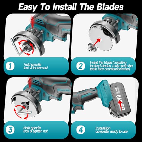 CAMXTOOL Cut Off Tool with 4.0Ah Battery, 3Inch Cordless Mini Cut Off Tool, 20000 RPM, 5 Saw 3” Blades for Metal, Wood, Tile & Plastic Cutting, Removable Dust Cover