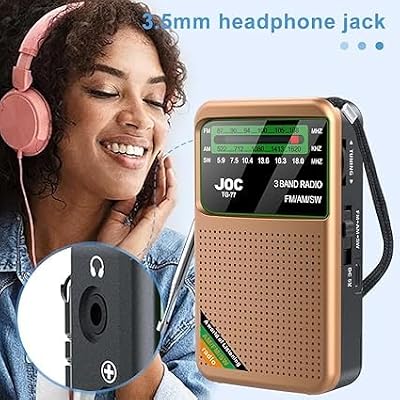 Emergency Pocket Radio FM AM SW, Best Reception Effect, Battery Operated, Portable Speaker Radio, Rechargeable with HD Display, Suitable for Indoor and Outdoor Walking, Jogging, Gym Use Brown