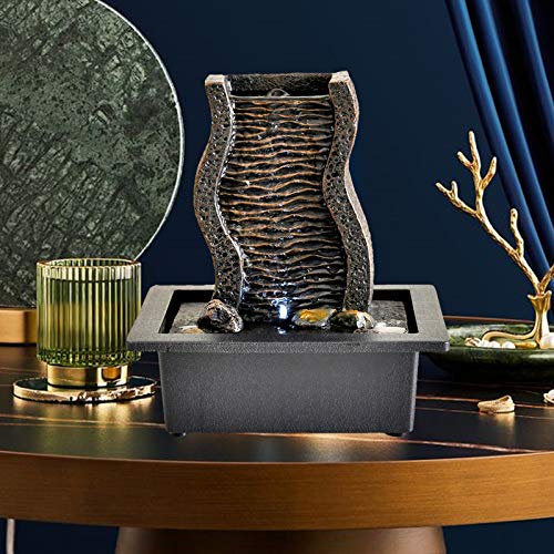 Dyna-Living Water Fountains Indoor Tabletop Water Fountain With Led Lights Feng Shui Waterfall Fountain For Modern Home Decor Office Living Room Decoration Home Gifts For Friends #TOP6