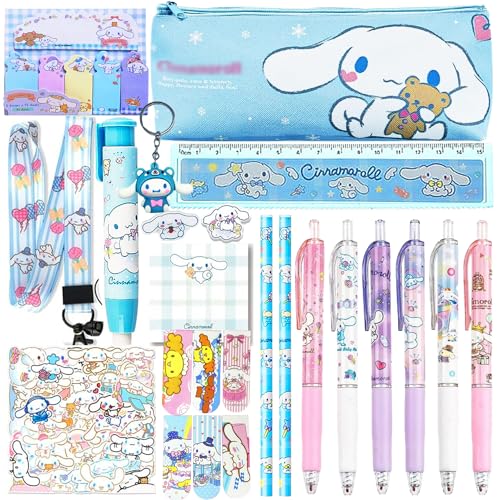 Schreibwaren Set Mädchen,Bürobedarf Set,Kawaii Schulbedarf,Inklusive Federmäppchen chen,Kugelschreiber ber,Lineal,Haftnotiz,Aufkleber,SchlüSselanhänger,Lanyard,Lesezeichen,Geschenke Zum Schulanfang