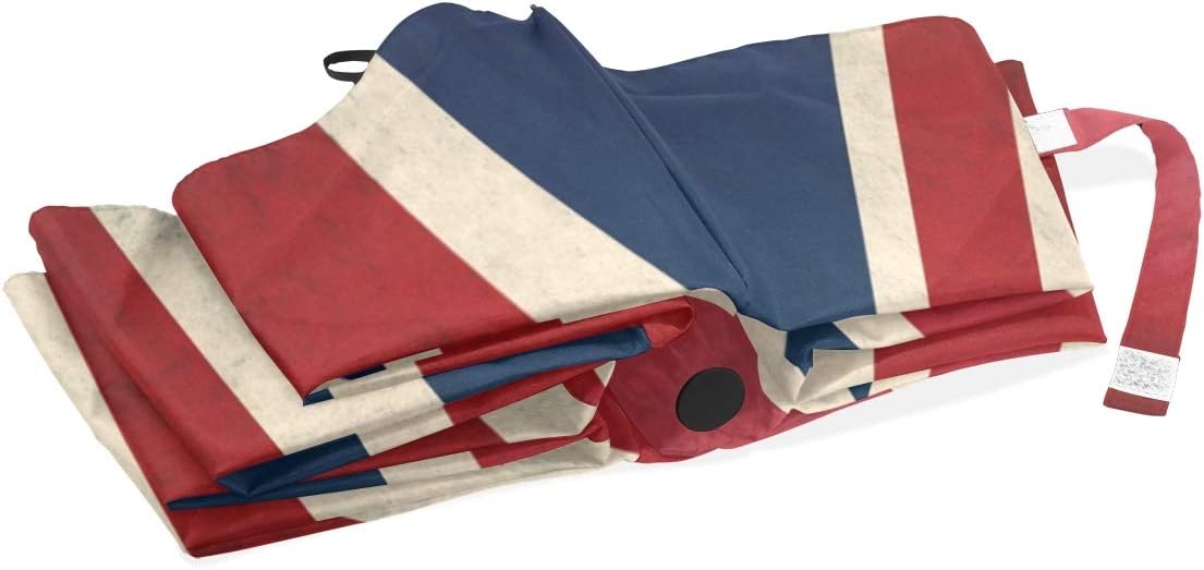 WOZO Vintage Union Jack British Flag 3 Folds Auto Open Close Umbrella