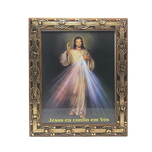 QUADRO JESUS MISERICORDIOSO COM VIDRO E MOLDURA 30 x 25 CM