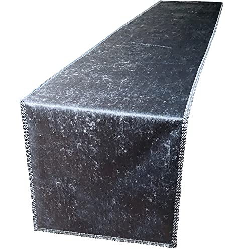 LES4U Terciopelo Aplastado Ombre 2 Tonos Brillante Diamante Bordeado 198 cm Largo Brillante Camino de Cama o Camino de Mesa Multiusos Gris Plata Cover