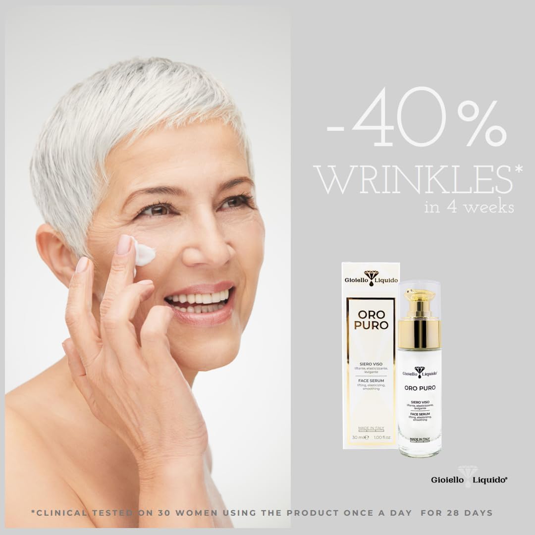 Serum do twarzy z ultra-mocnym kwasem hialuronowym I koloidalne złoto 20 Ppm Pure 100% Organic I Przeciwzmarszczkowy, przeciw plamom i przeciwstarzeniowy 30 ML Made In Italy