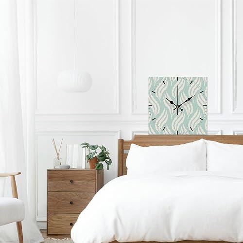 Miniatura 6 de Pastel Blue Seaweed with Speckled Battery Operated Clock Clocks for Bedroom Wall Clock Square Wall Battery Clocks Garage for Kitchen Bathroom