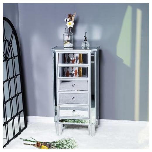 Bonnlo Mirrored Dresser with 5 Drawers