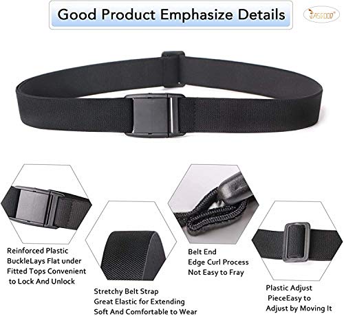 JASGOOD No Show Women Stretch Belt Invisible Elastic Web Strap Belt with Flat Buckle for Jeans Pants Dresses4