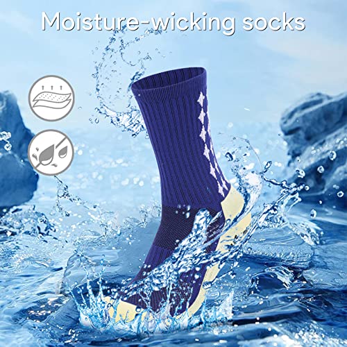 L04Ayaby Grip Socks Mens Athletic Soccer Socks Non Slip Socks For Men 9-12 Football Youth Black White Blue Socks 3 Pack #TOP4