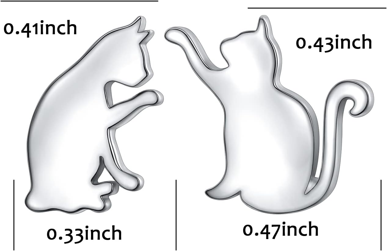 925 Sterling Silver Cute Animal Cat Stud Earrings for Women Birthday Gift Cat Lover Jewelry