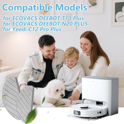 Image of AutoStory 4pcs Replacement Mop Pads Compatible with Deebot N20 Pro, N30, N30 Plus, Yeedi C12 Pro Plus, Deebot T10 Plus Robot Vacuum Cleaner, Washable, Reusable Microfiber Mops (Pack of 4)