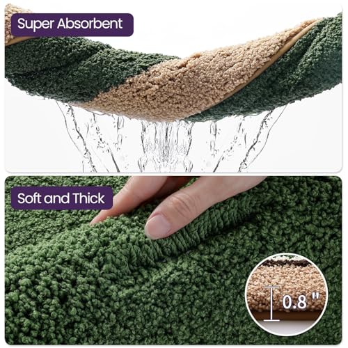 DEXI Bathroom Rugs 32x20, Soft Absorbent Bath Mat, Beige and Green by DEXI - Used condition - Image 7