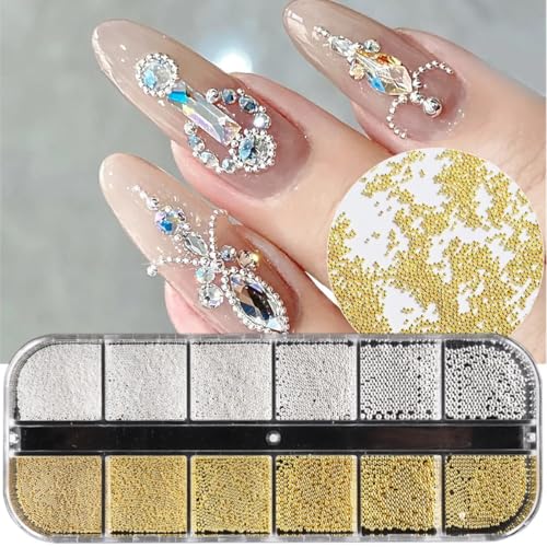 Gold Nail Charms Beads Gold Balls for Nails Silver Nail Charms