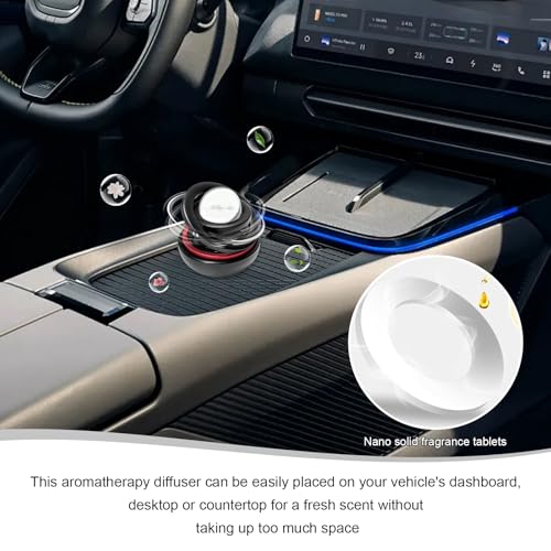 Image of Car Solar Energy Air Freshener, Solar Powered Rotating Air Purifier Aromatherapy Diffuser, Rotatable Interior Fragrance for Car Office Home Decoration, Car Accessories (Black)