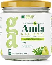 Green Aura Amla Radiance Capsules (30 Capsule) | Natural Vitamin C & Antioxidant Supplement For Glowing Skin | Ayurvedic Herbal Formula Collagen & Immunity (500mg)