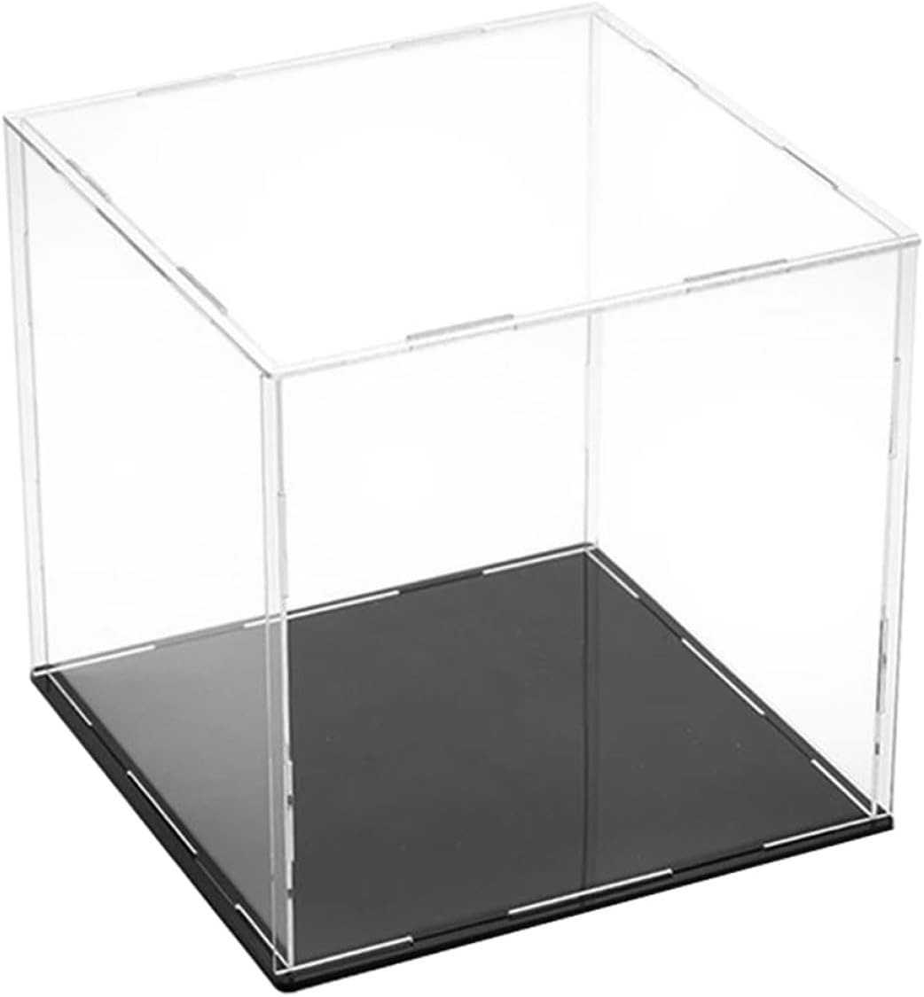Acrylic Basketball and Football Display Case Dustproof Cube with Solid Base 25x25x25cm for Sports Memorabilia Collectibles Storage