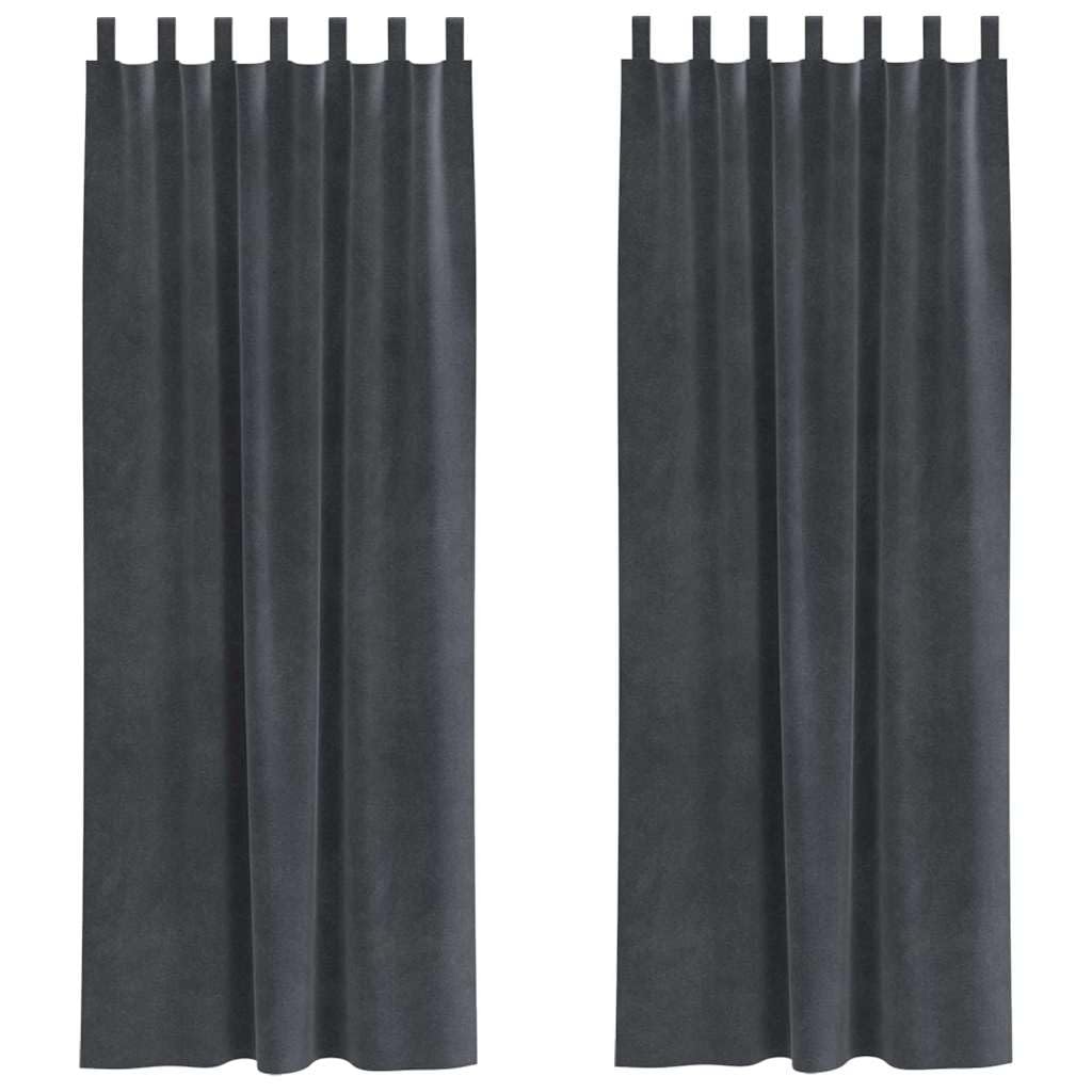 Jasnoszare zasłony zaciemniające, z luksusowego aksamitu, 140 x 225 cm, izolowane, do sypialni i salonu, na okno, z pętelkami z materiału, 2 sztuki
