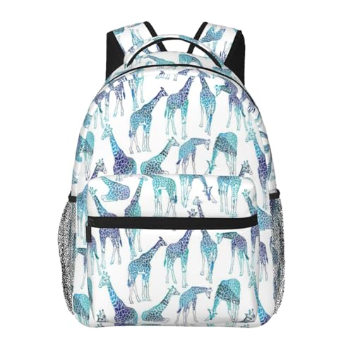 Sac à dos résistant à l'eau motif girafe multipoche pour adulte actif
