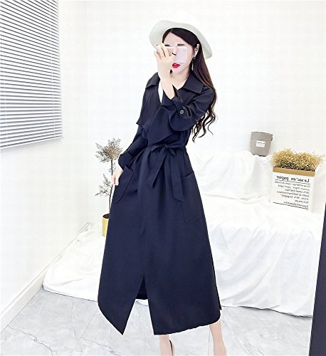 Robe Mince Longueur Genou pour Femme | Style Printemps Sauvage Lâche et Fluide Noir M